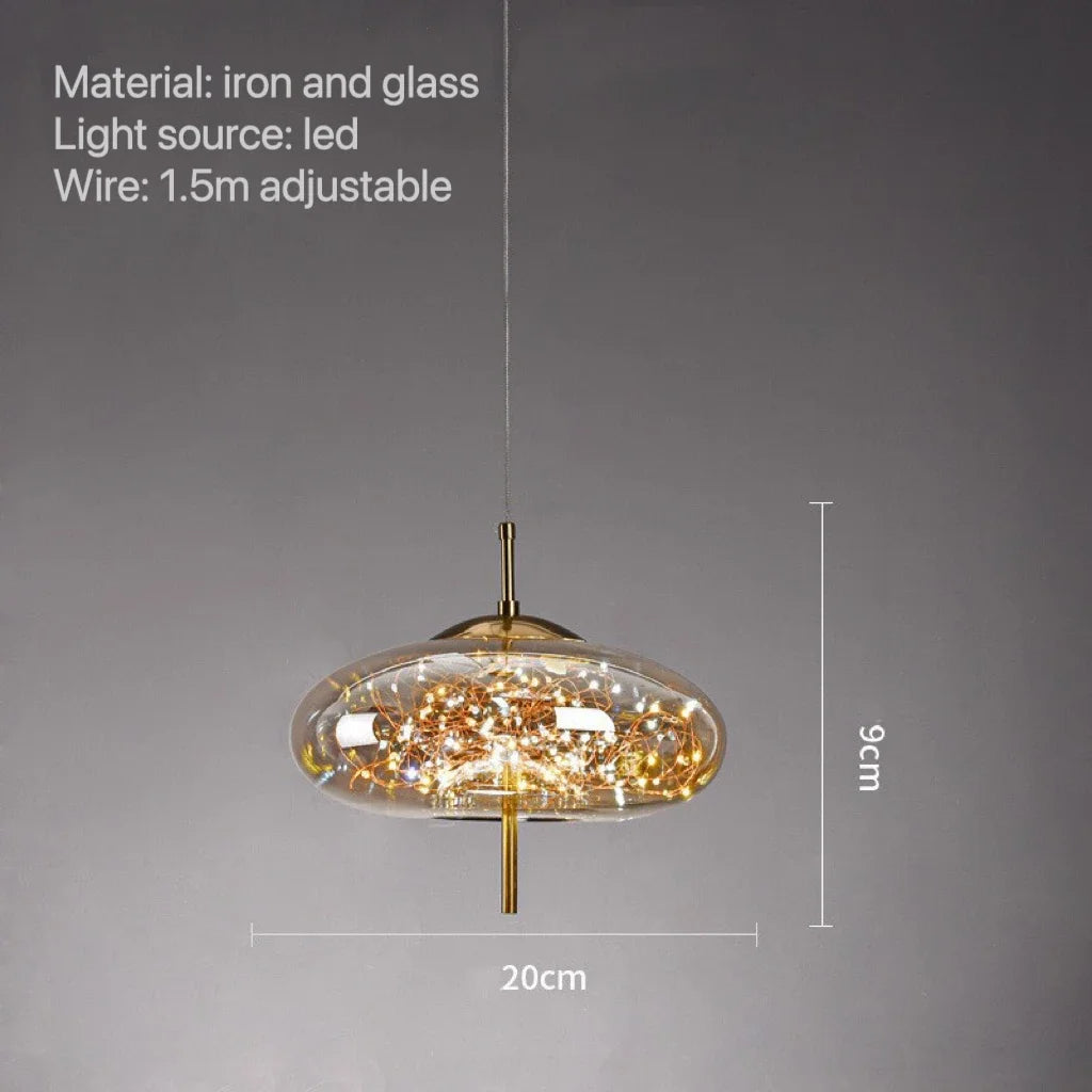 Astris Glow Glass Pendant Lamp With Smoky Shade For Celestial Ambience