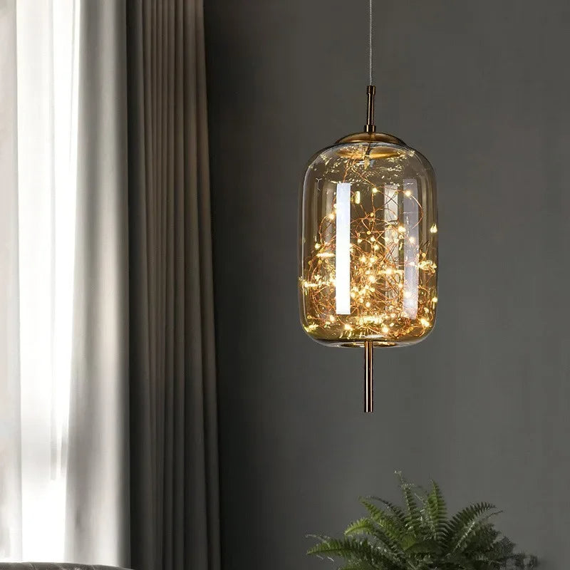 Astris Glow Glass Pendant Lamp With Smoky Shade For Celestial Ambience