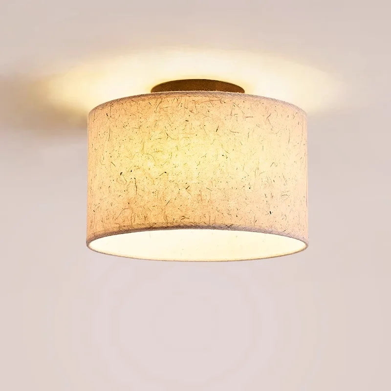 Hikari Rice Paper Ceiling Lamp With Warm Wood Accents Flush Mount
