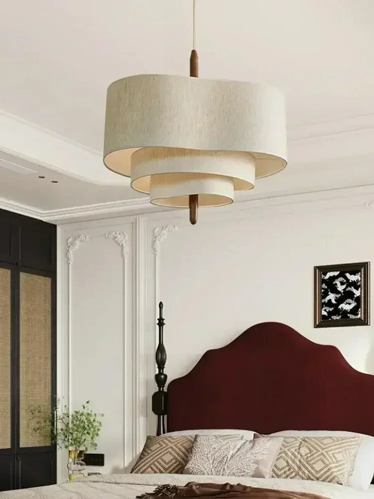 Elara Tiered Fabric Pendant Light with Three Layered Shades