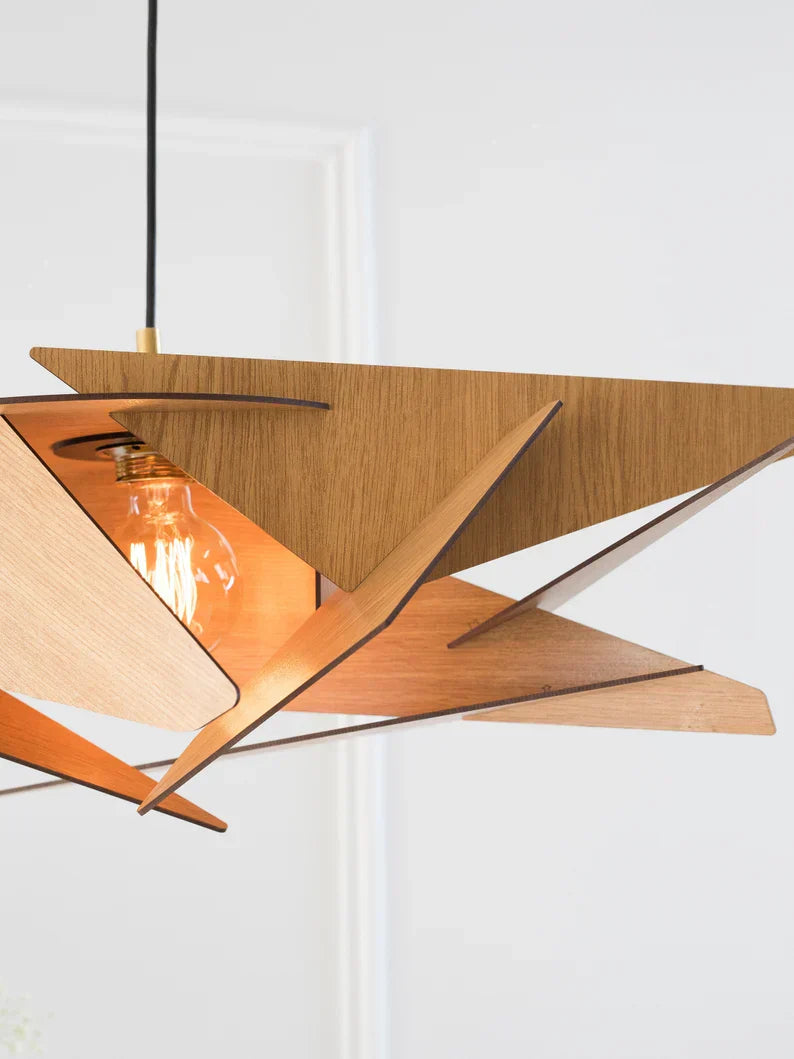 Aurelia Geometric Wood Pendant Light Handcrafted with Warm Glow
