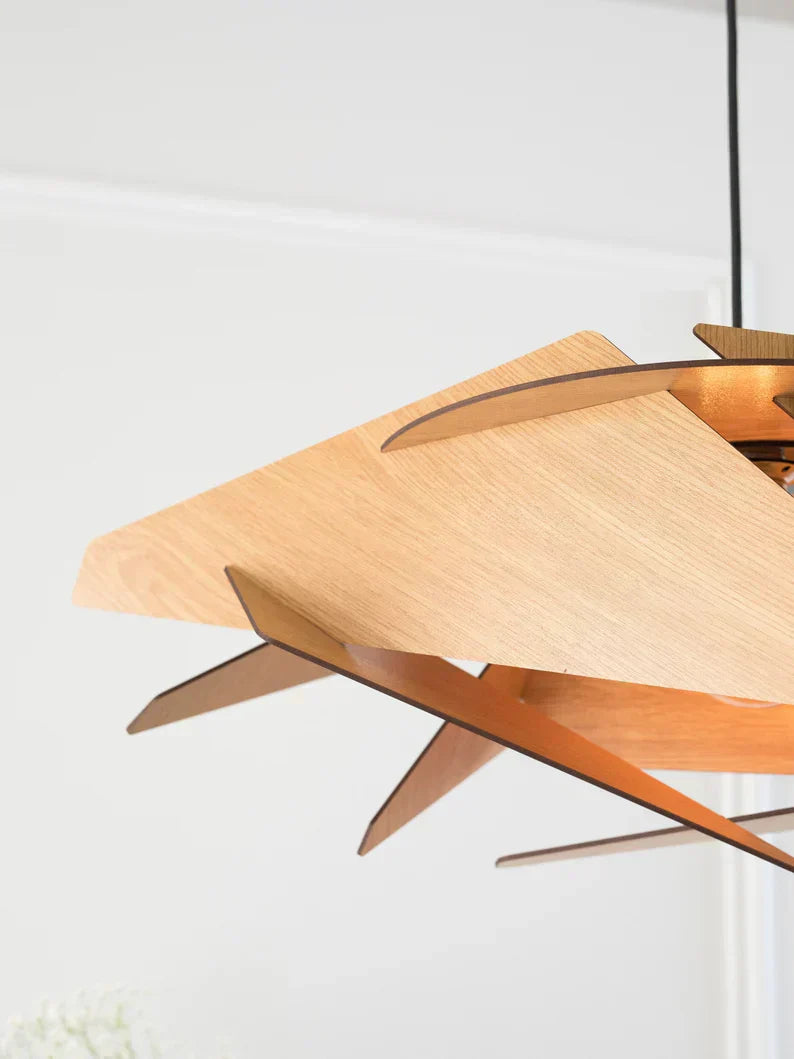Aurelia Geometric Wood Pendant Light Handcrafted with Warm Glow
