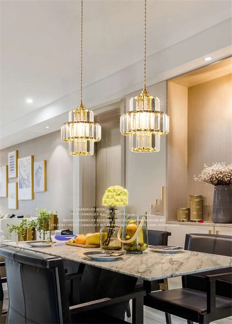 Aurelia Crystal Pendant Lights With Gold Or Black Finish