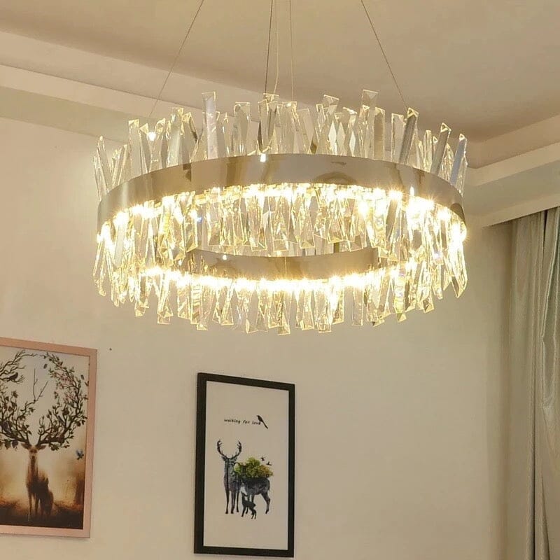 AstraLume Chrome Crystal Chandelier in Stainless Steel With K9 Crystals