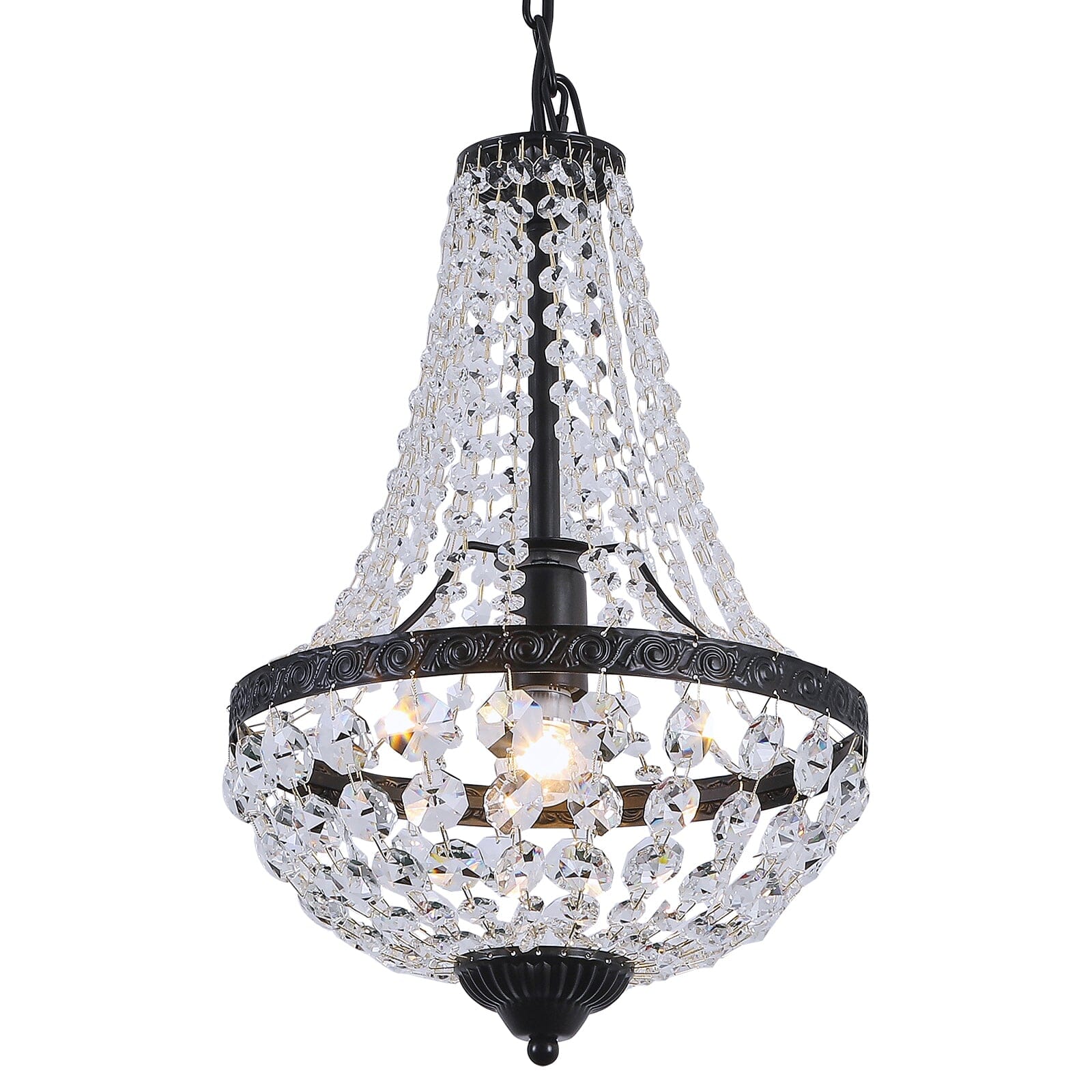 Lyrae Handmade Premium Crystal Chandelier With Matte Black Metalwork