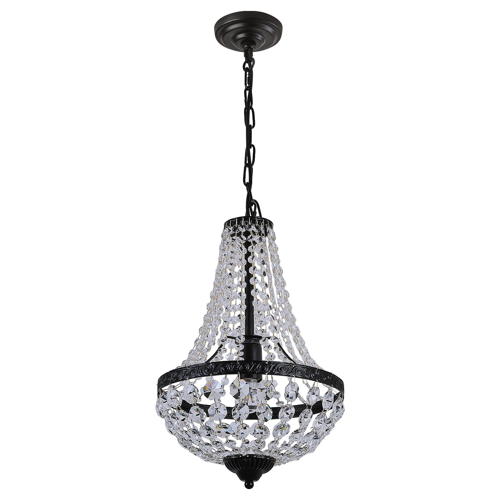 Lyrae Handmade Premium Crystal Chandelier With Matte Black Metalwork
