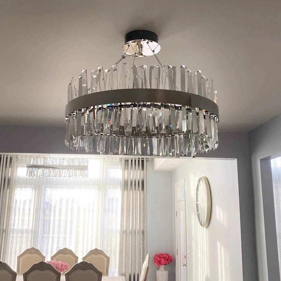 AstraLume Chrome Crystal Chandelier in Stainless Steel With K9 Crystals