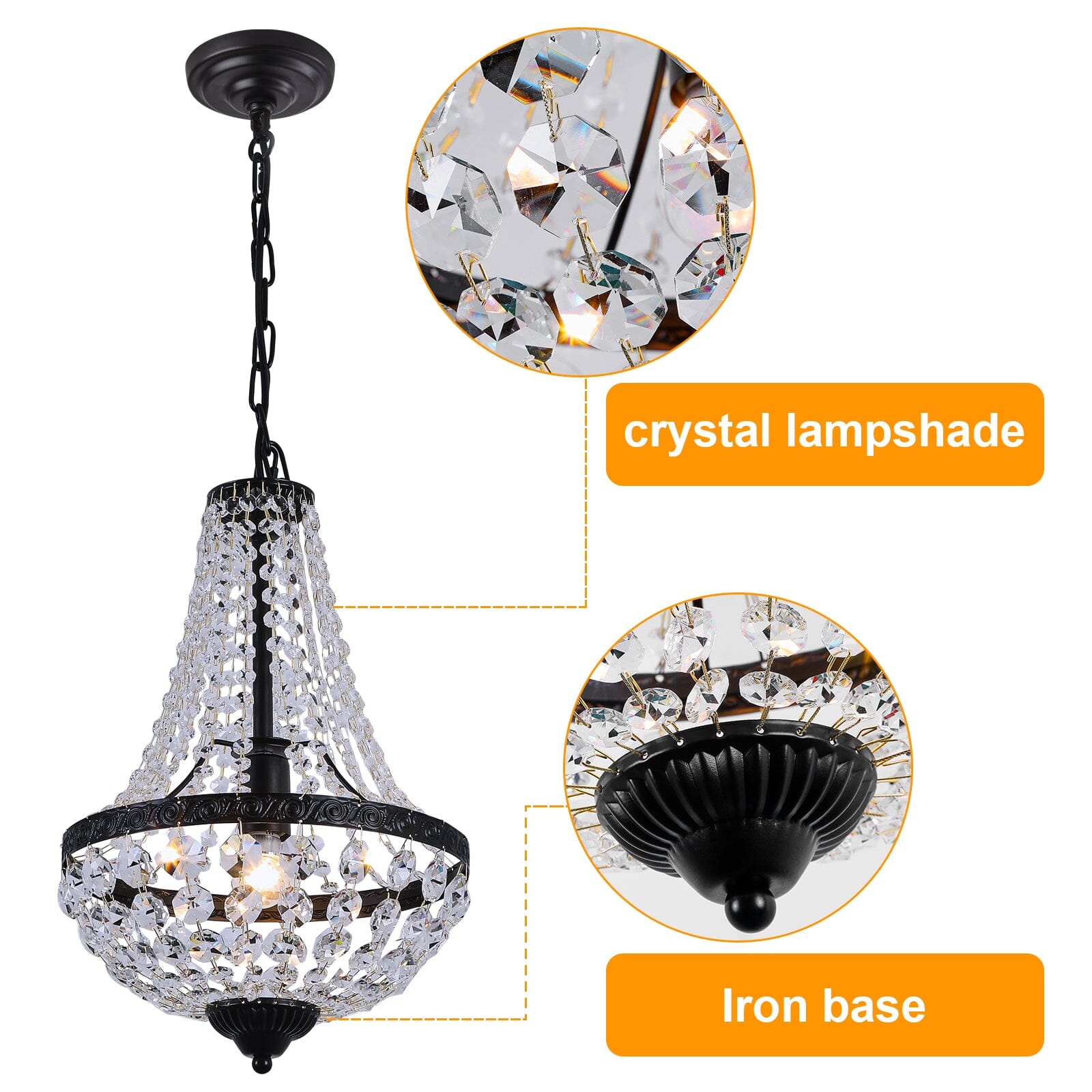 Lyrae Handmade Premium Crystal Chandelier With Matte Black Metalwork