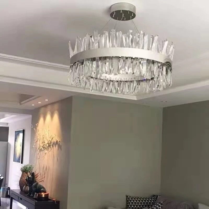 AstraLume Chrome Crystal Chandelier in Stainless Steel With K9 Crystals