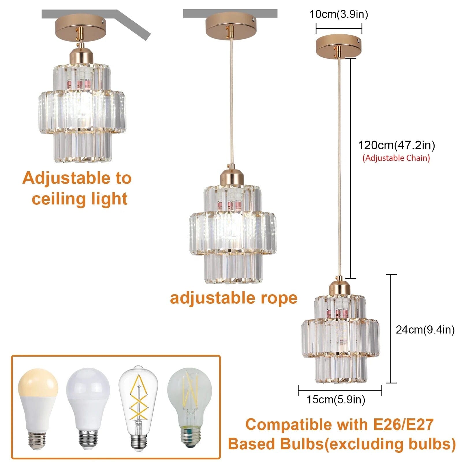 Aurelia Crystal Pendant Lights With Gold Or Black Finish