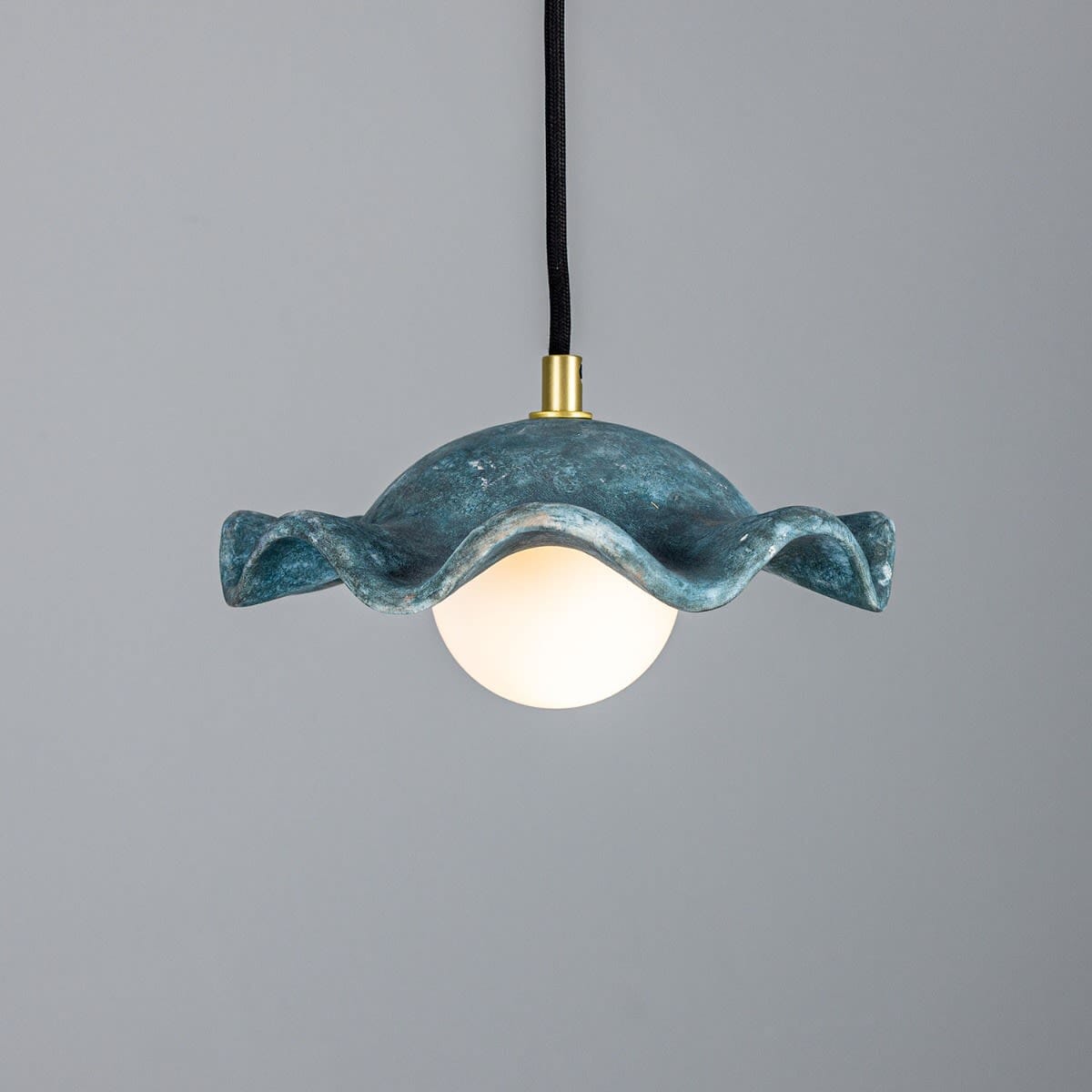 Aurelia Wave Ceramic Shade Pendant Light In Blue Earth