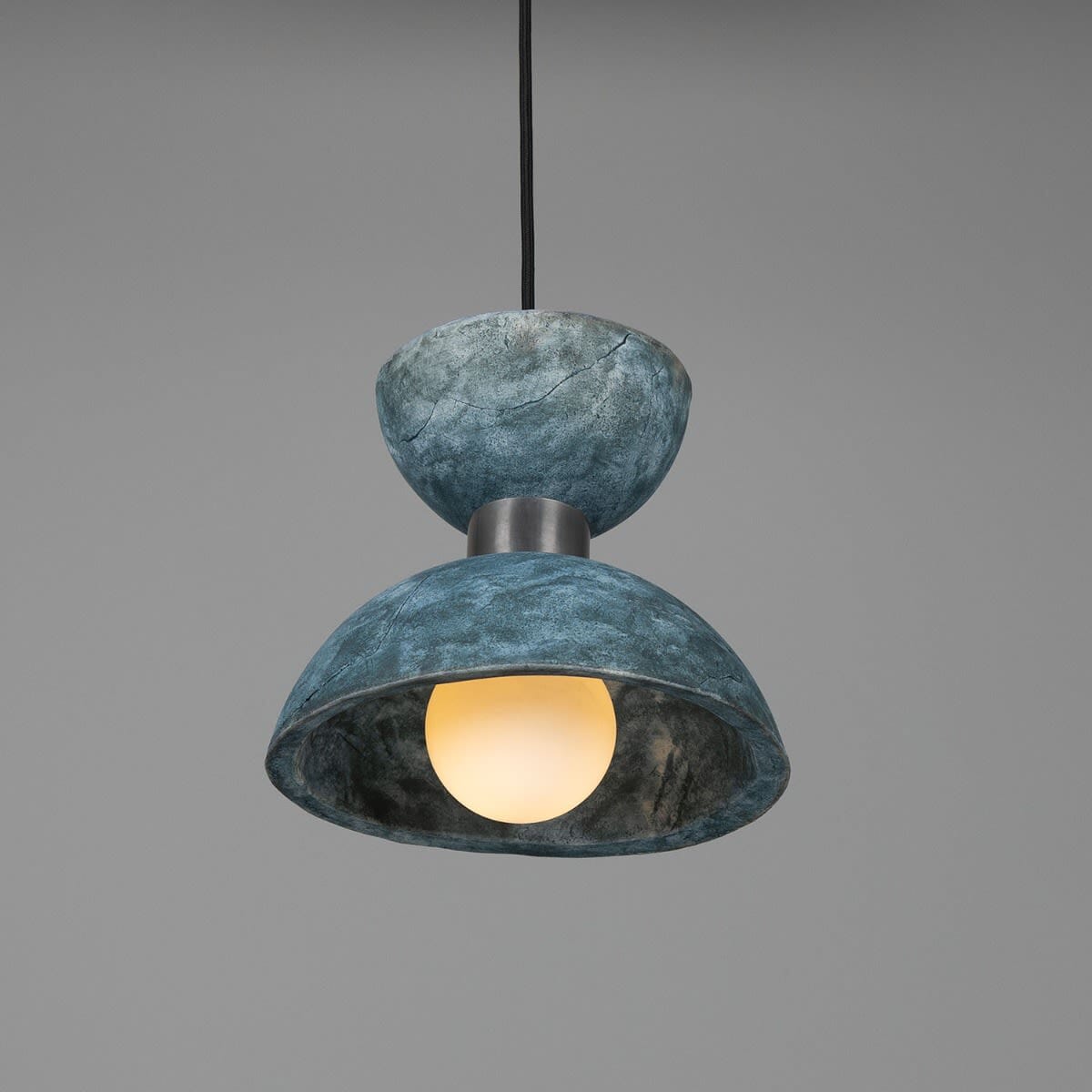 Lyria Organic Ceramic Pendant Light 20cm in Blue Earth