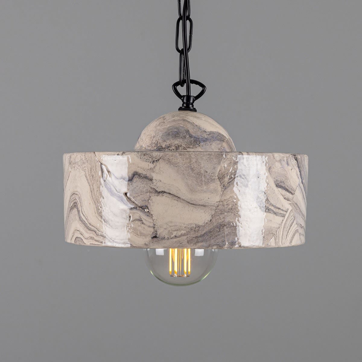 Lyra Marbled Ceramic Pendant Light In Mid Century Modern Style