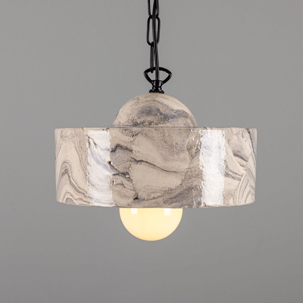 Lyra Marbled Ceramic Pendant Light In Mid Century Modern Style