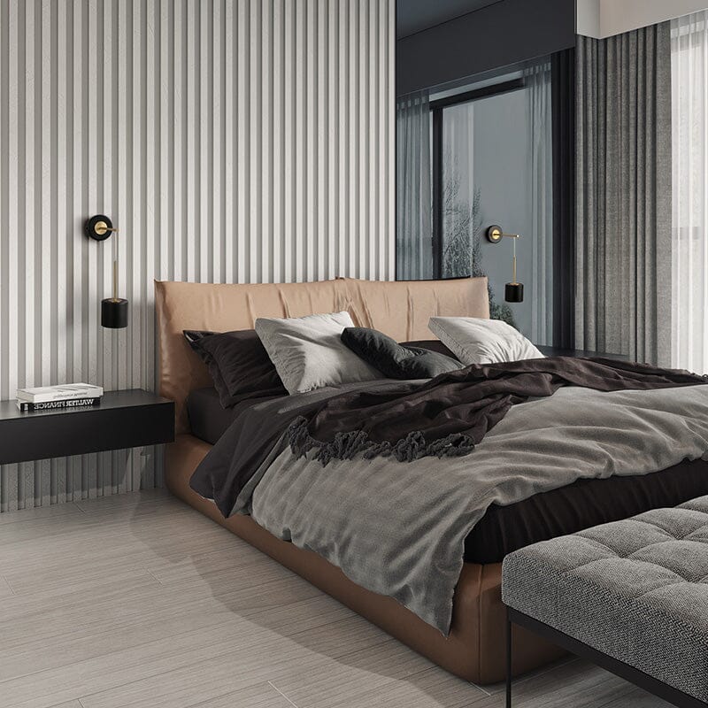 Luneta Round Acrylic Wall Light With Black Shade And Gold Cord